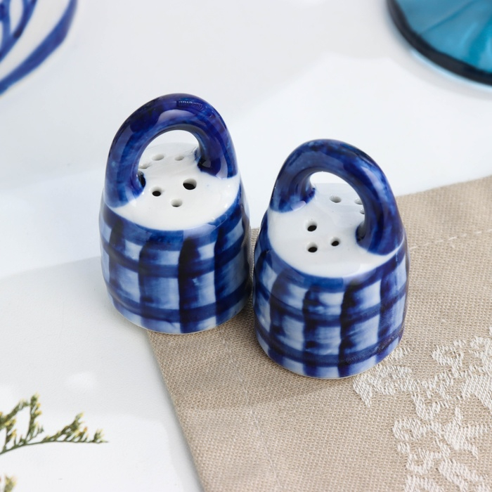 Набор для специй &laquo;Дама с коромыслом&raquo;, 5&times;13&times;20 см, гжель