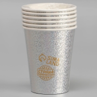 Стаканы бумажные &laquo;Голография&raquo;, 6 шт., цвет серебро