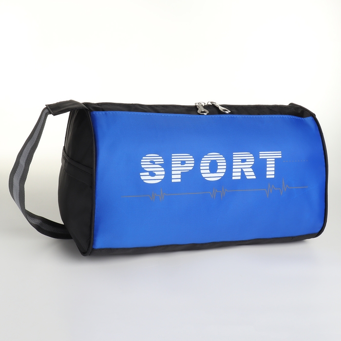Сумка спортивная на молнии, боковой карман/сетка, регулируемый ремень, маленький размер, цвет чёрный/василёк Сумка спортивная на молнии, боковой карман/сетка, регулируемый ремень, маленький размер, цвет чёрный/василёк
