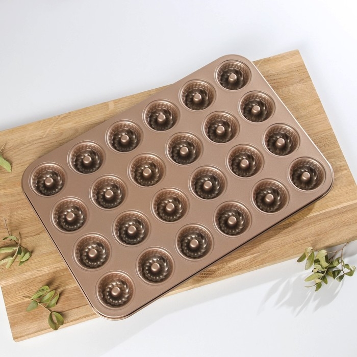 Форма для выпечки Gold, 37,5&times;26&times;2,2 см, 24 ячейки, антипригарное покрытие, цвет золотой