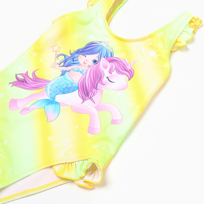 Купальник слитный для девочек, цвет жёлтый, рост 122-128 см