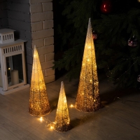 Светодиодная фигура &laquo;Бежевые конусы&raquo; 30, 45, 60 см, текстиль, металл, 220 В, свечение тёплое белое