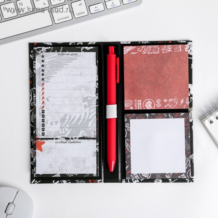Блок бумаг для записей, стикеры, ручка &laquo;23 Февраля&raquo;