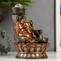 Фонтан настольный от сети, подсветка "Ганеша у водопада с чашами" 28х19,5х19,5 см Фонтан настольный от сети, подсветка "Ганеша у водопада с чашами" 28х19,5х19,5 см