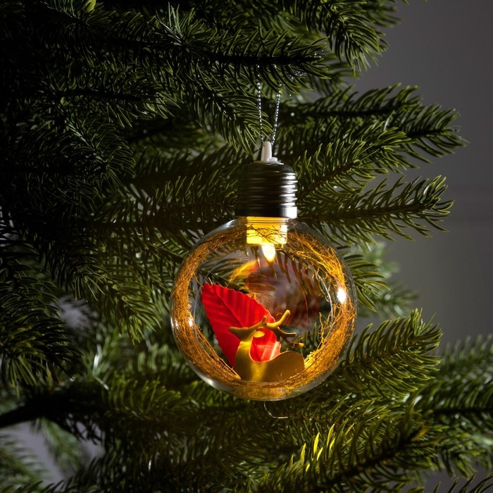 Ёлочный шар «Олень», батарейки, 1 LED, свечение тёплое белое Ёлочный шар «Олень», батарейки, 1 LED, свечение тёплое белое