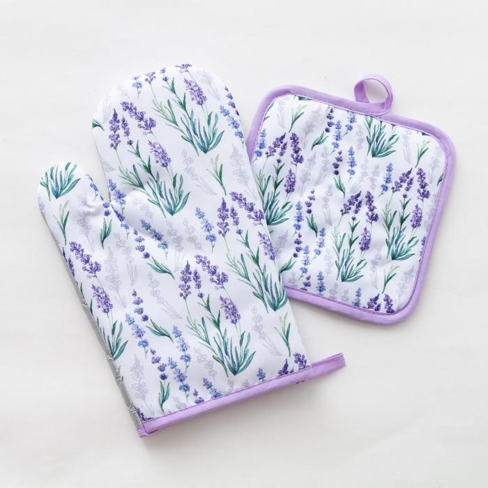 Кухонный набор Доляна &laquo;Прованс&raquo; прихватка 17х17 см, рукав 26х16 см, 100% п/э