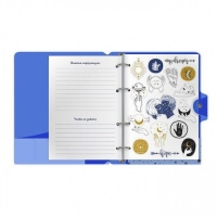 Тетрадь на кольцах А5 120 листов в клетку LOREX "NEON. BLUE", со сменным блоком, пластиковая обложка, с наклейками Тетрадь на кольцах А5 120 листов в клетку LOREX "NEON. BLUE", со сменным блоком, пластиковая обложка, с наклейками