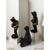 Набор фигур &laquo;Лягушки&raquo;, полистоун, 38 см, цвет чёрно-золотой