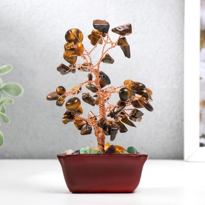 Сувенир бонсай 60 камней Сувенир бонсай 60 камней "Денежное дерево с тигровыми кристаллами" 13х7х5 см