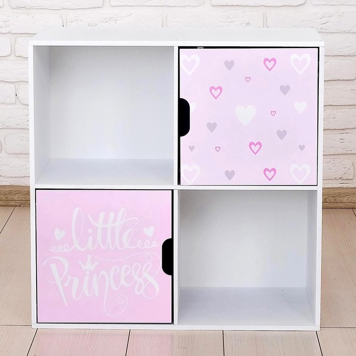 Стеллаж с дверцами Little Princess, 60 &times; 60 см, цвет белый
