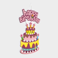 Декоративное украшение (подвеска) "Happy Birthday" 42х26 см, цв. розовый Декоративное украшение (подвеска) "Happy Birthday" 42х26 см, цв. розовый