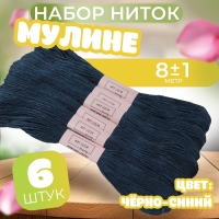Набор ниток мулине №3750, 8 &plusmn; 1 м, 6 шт, цвет чёрно-синий