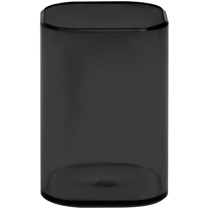 Подставка-стакан для канцелярии СТАММ "Фаворит", пластиковый, квадратный, тонировано-черная