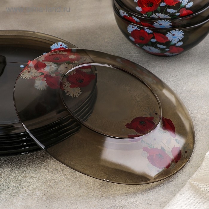 Набор столовый &laquo;Маки&raquo;, 24 предмета, цвет коричневый