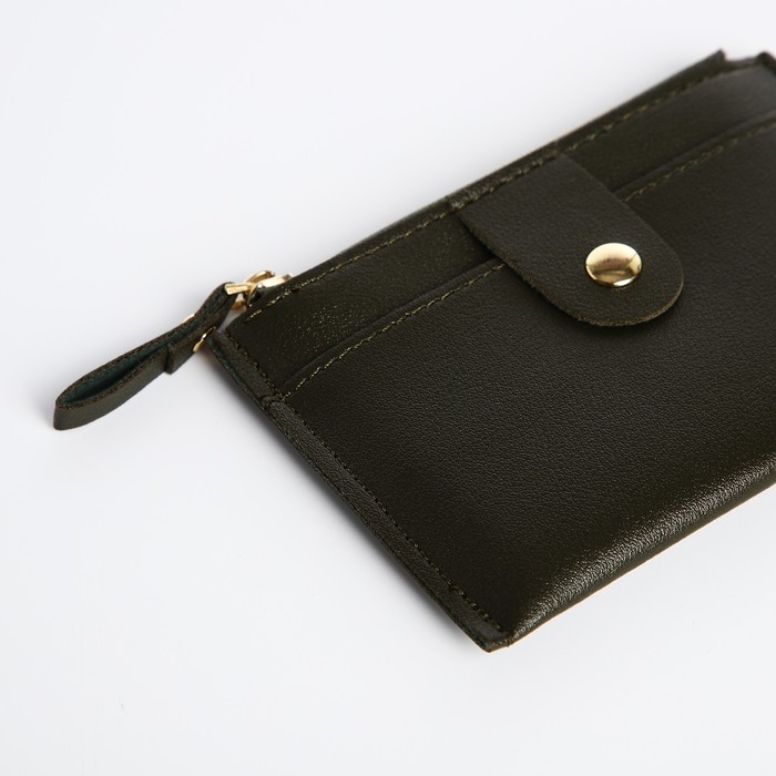 Картхолдер на молнии, цвет зелёный Картхолдер на молнии, цвет зелёный