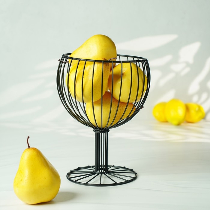 Фруктовница Доляна &laquo;Эстетика&raquo;, 18&times;18&times;23 см, чёрный