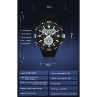 Часы наручные электронные, d-4.9 см, будильник, каледарь, ремешок силикон, черные