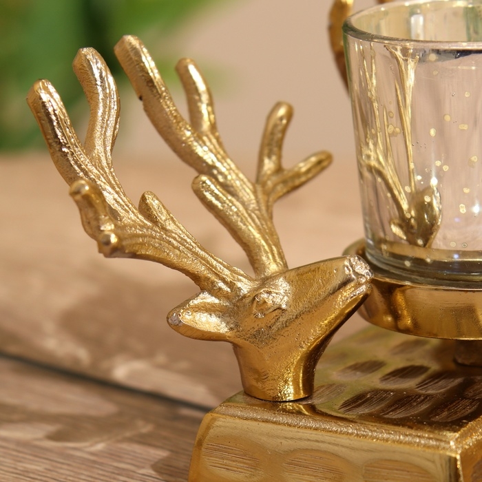 Подсвечник Подсвечник "Олени" алюминий 17х11х10 см