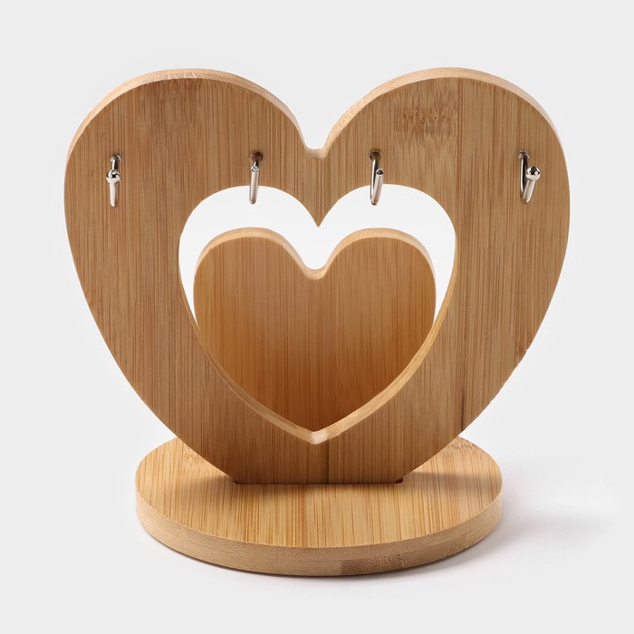 Набор чайный керамический на деревянной подставке &laquo;Эстет&raquo;, 6 предметов: 2 чашки 200 мл, 2 подставки 9,5 см, 2 ложки, цвет белый