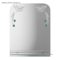 Зеркало &laquo;Райские птицы&raquo;, с пескоструйной графикой и фьюзингом, настенное, с полочкой, 35&times;45