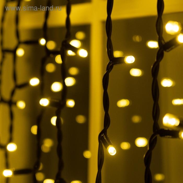 Гирлянда Гирлянда "Занавес" 2 х 6 м , IP65, УМС, тёмная нить каучук, 1000 LED, свечение тёплое белое, 220 В