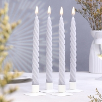 Набор свечей витых, 2,3х 24,5 см, 5 ч, 50 г, 4 штуки, серый