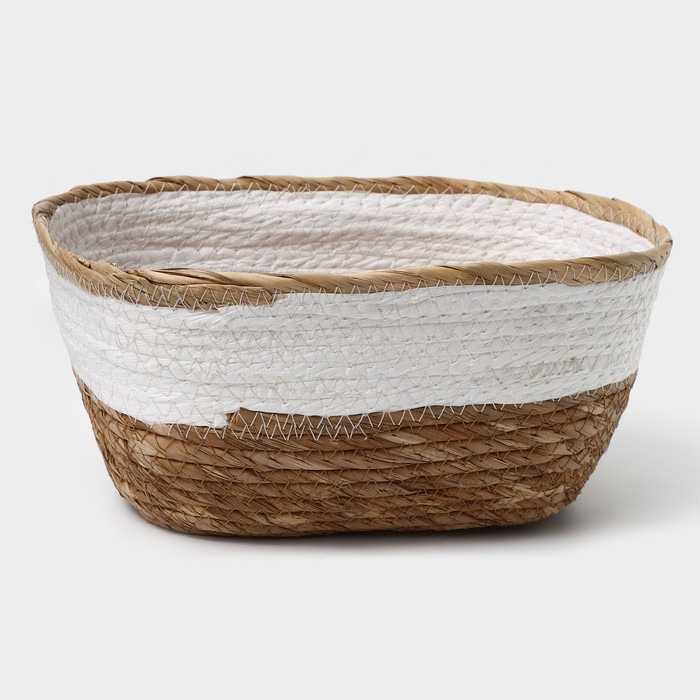 Корзина для хранения плетёная ручной работы LaDо́m &laquo;Лео&raquo;, 28&times;17,5&times;11,5 см, цвет белый
