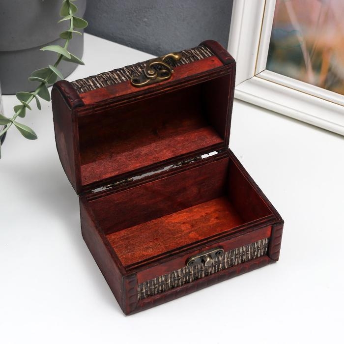 Шкатулка дерево сундучок "Ромбы плетёнка" 8,5х12х8,5 см