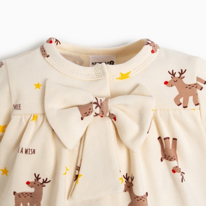 Боди-платье Крошка Я "Merry Xmas", рост 68-74 см, цвет бежевый