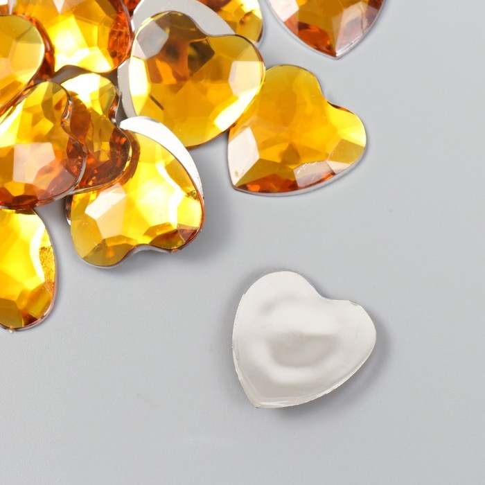 Декор для творчества пластик "Стразы сердце. Ярко-жёлтый" набор 30 шт 2,5х2,5 см