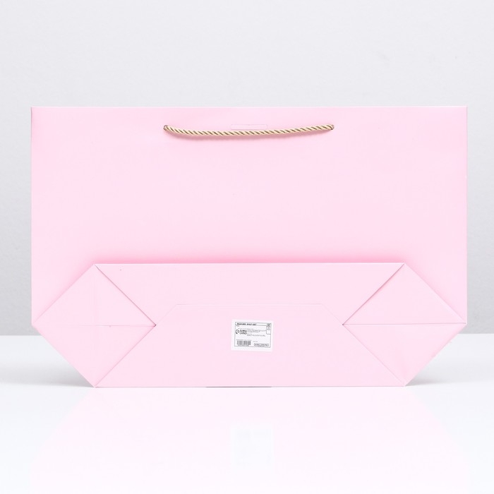 Пакет подарочный с лентой 30 х 27,5 х 12 см "Розовый"