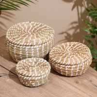 Набор плетёных корзинок, 3 шт. с крышкой 25х20х16 см Набор плетёных корзинок, 3 шт. с крышкой 25х20х16 см
