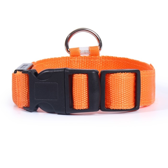 Ошейник с подсветкой размер М, ОШ 40-48 х 2,5 см, 3 режима свечения оранжевый Ошейник с подсветкой размер М, ОШ 40-48 х 2,5 см, 3 режима свечения оранжевый