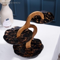 Блюдо керамическое для пирожных 3-х ярусное &laquo;Марбл&raquo;, d=15/18/20 см