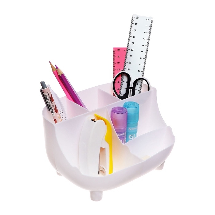 Подставка для пишущих принадлежностей, 6 отделений, с наклейками, Calligrata, белая Подставка для пишущих принадлежностей, 6 отделений, с наклейками, Calligrata, белая