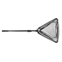 Подсачник складной телескопический П-28, усиленный, 205 см, треугольный обод 50 см, черный