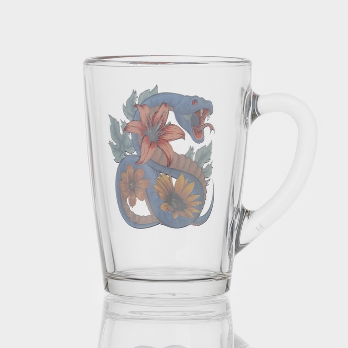 Кружка стеклянная кофейная &laquo;Цветы и змеи&raquo;, 300 мл, МИКС