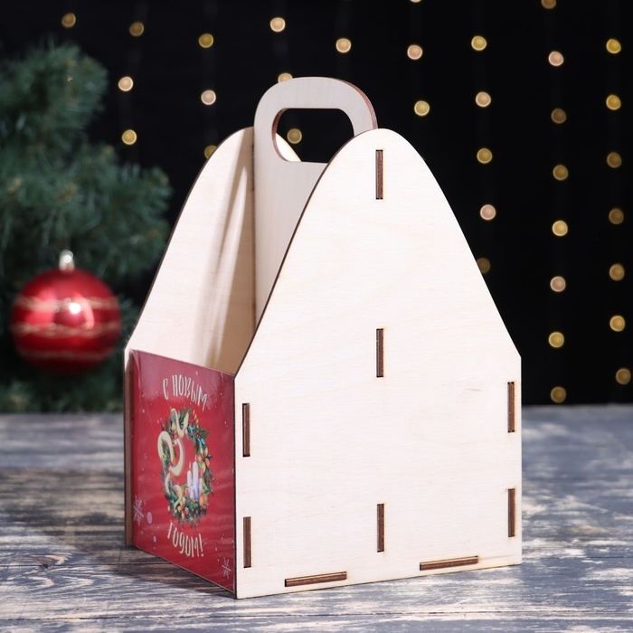 Ящик для пива Ящик для пива "С Новым Годом!" символ года, венок, 15 х 15 х 25 см