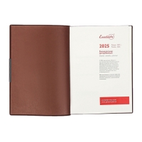 Еженедельник датир 2025г мягк обл иск кож А6+ 80л ESCALADA, тис ф, кр бл 70 г/м&sup2;, кор-ый