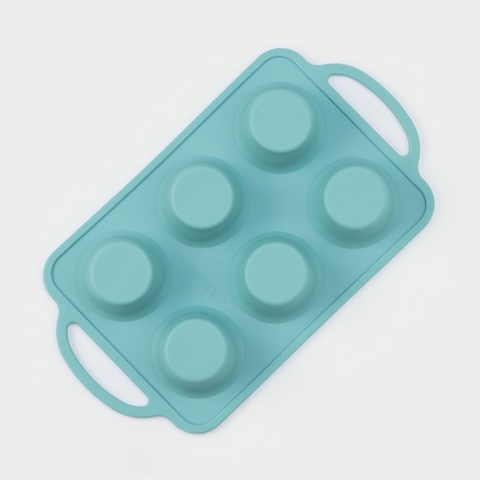 Форма для выпечки «Фигуры. Круг», 32,5×18,5×4 см, 6 ячеек, (7×7×4 см), цвет бирюзовый Форма для выпечки «Фигуры. Круг», 32,5×18,5×4 см, 6 ячеек, (7×7×4 см), цвет бирюзовый