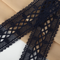 Кружево гипюровое, 40 мм &times; 11 &plusmn; 1 м, цвет тёмно-синий
