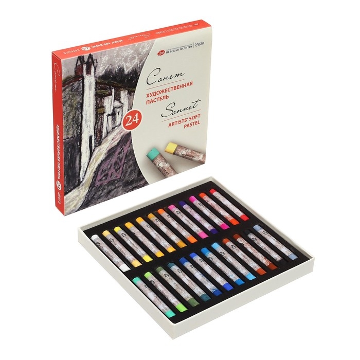 Пастель сухая ЗХК Пастель сухая ЗХК "Сонет", 24 цвета, Soft, D-8 мм/L-60 мм, круглое сечение, художественная, 7141224
