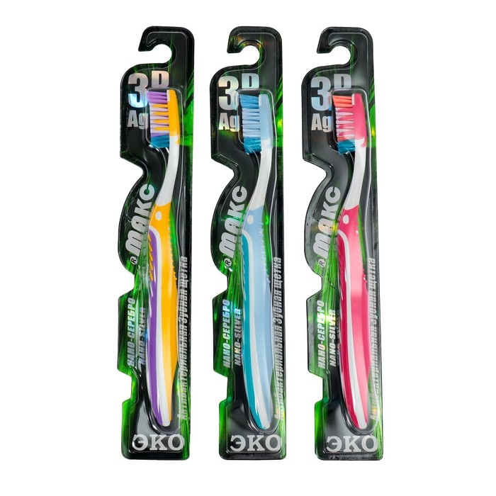 Зубная щетка мод 3Д Ag+ Антибактериальная, нано-серебро, щетка для языка, трехкомпонентная р Зубная щетка мод 3Д Ag+ Антибактериальная, нано-серебро, щетка для языка, трехкомпонентная р
