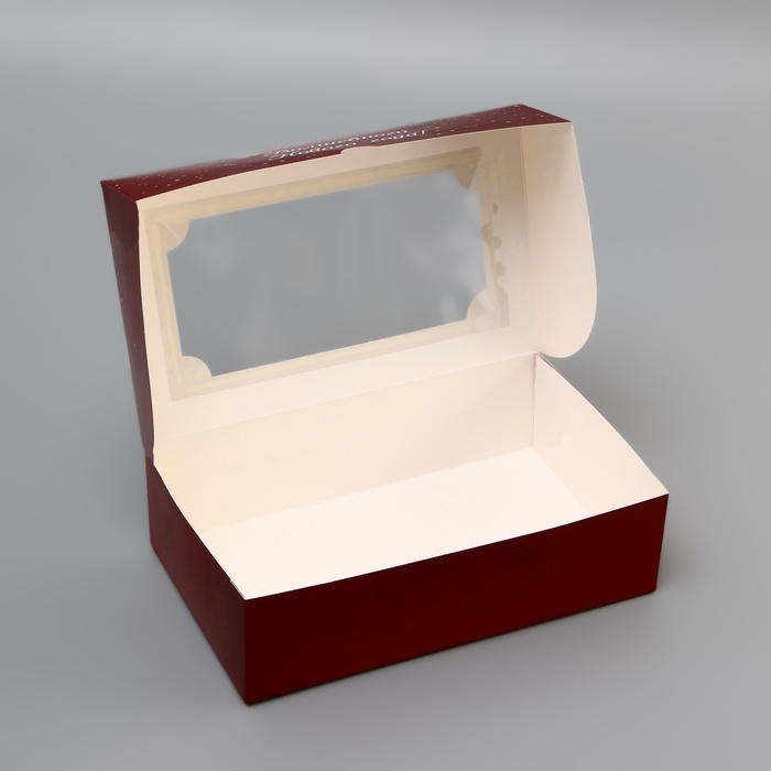 Новый год. Коробка складная, кондитерская упаковка с окном "С Новым Годом!", 25 х 15 х 7 см