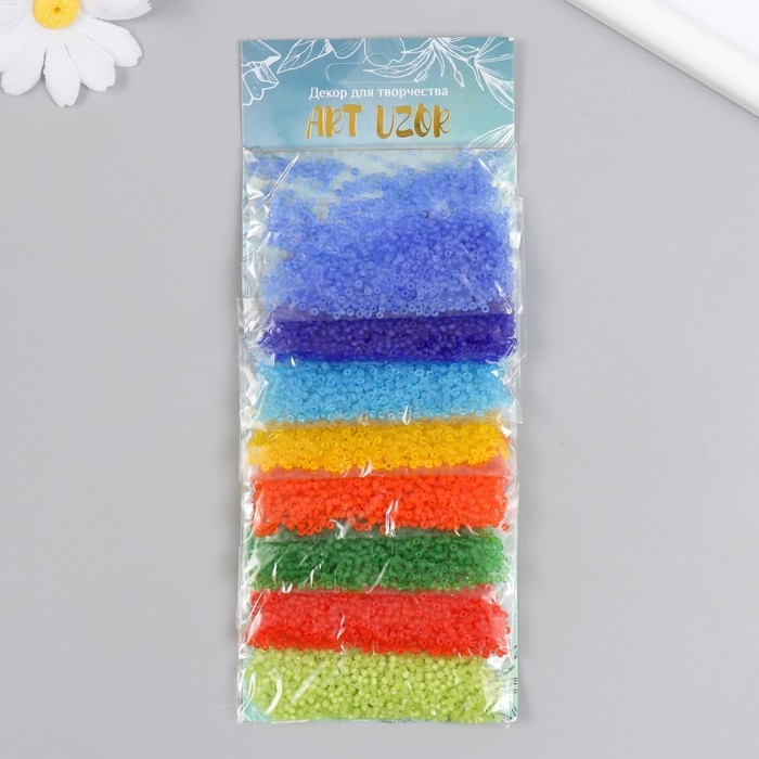 Бисер круглый 12/0 "Разноцветный" матовый 8 цветов х 10 гр 20х8 см