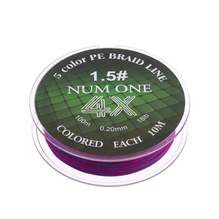 Шнур Ryobi NUM ONE PE4X, диаметр 0.205 мм, тест 8.2 кг, 100 м, Multi Colour Шнур Ryobi NUM ONE PE4X, диаметр 0.205 мм, тест 8.2 кг, 100 м, Multi Colour