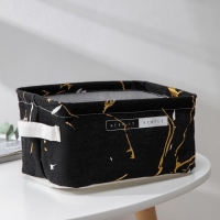 Корзина для хранения с ручками Доляна &laquo;Мрамор&raquo;, 23&times;16&times;12 см, цвет чёрный