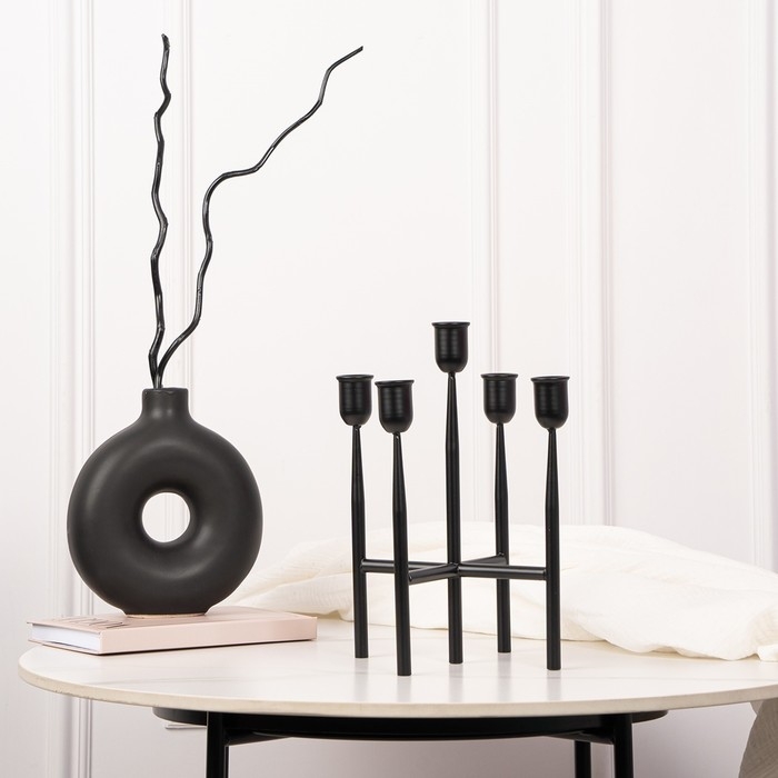 Подсвечник металл &laquo;Лаконичность&raquo;, на 5 свечей, 14 х 14 х 19 см