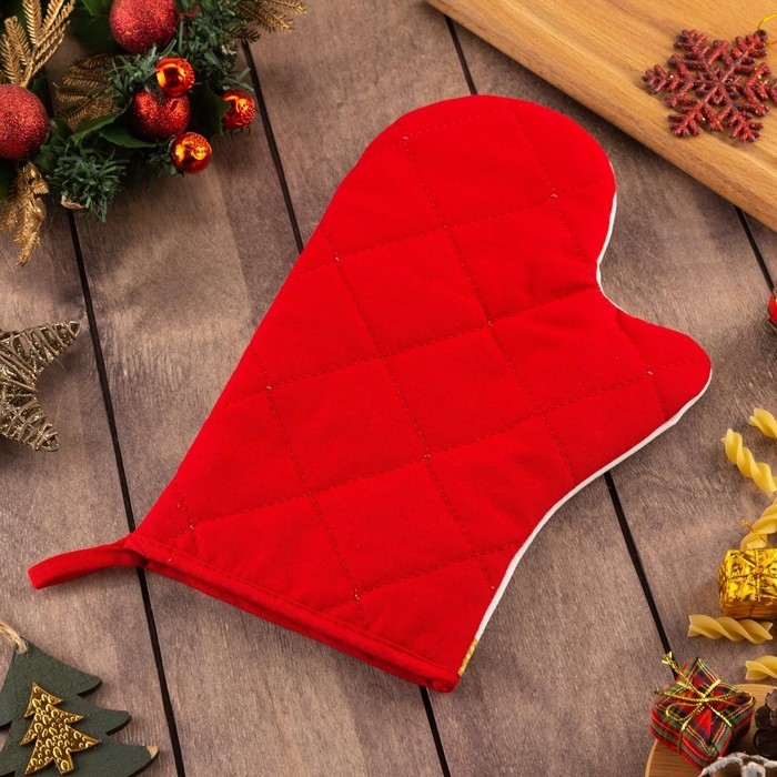 Новый год.Варежка-прихватка Новый год.Варежка-прихватка "С новым годом" 20х27см, саржа, 100% х/л, ватин 250г/м2