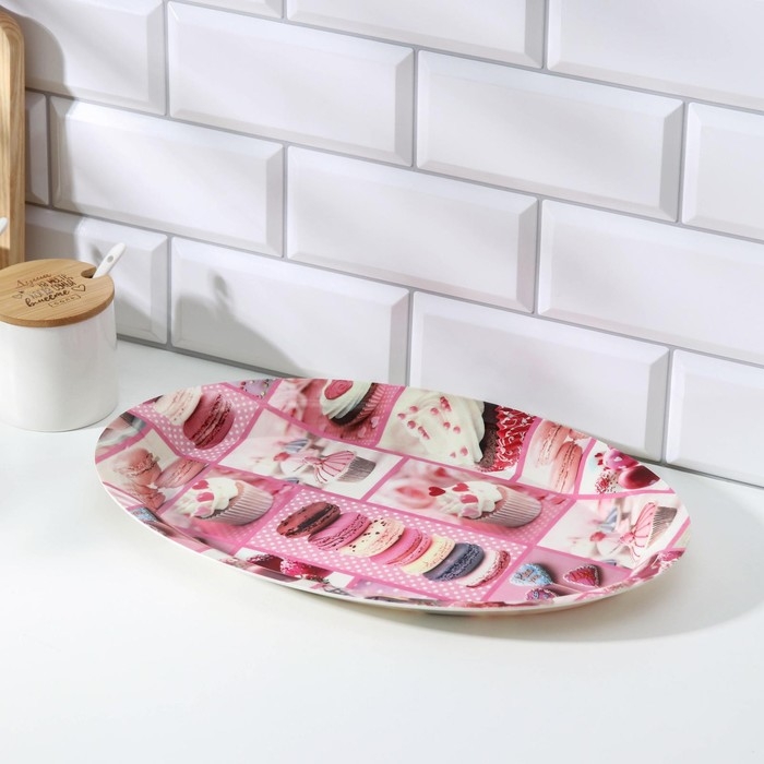 Поднос овальный Доляна &laquo;Макаруны&raquo;, 37&times;24&times;3 см, цвет МИКС